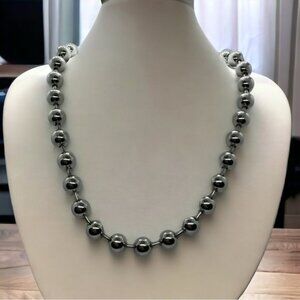 Steel By Design Ball Necklace Milor Italy Round Stainless‎ Steel Classic 90s 18”